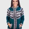 Alpaca Women’s Knit Hoddie Dark Green Melange Sweater