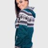Alpaca Women’s Knit Hoddie Dark Green Melange Sweater