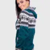 Alpaca Women’s Knit Hoddie Dark Green Melange Sweater