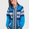Alpaca Women’s Knit Hoddie Turquoise Sweater