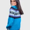 Alpaca Women’s Knit Hoddie Turquoise Sweater