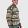 Crewneck Olive Green Alpaca Sweater for Men