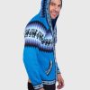 Alpaca Men’s Knit Hoddie Turquoise Sweater