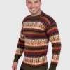 Crewneck Dark Green Alpaca Sweater for Men