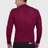 Hand knit Warm Burgundy Aran Alpaca Sweater for Men
