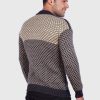 Men’s Soft Half-Zip Modern Black and Beige Alpaca Pullover Sweater