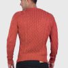 Hand knit Warm Orange Aran Alpaca Sweater for Men