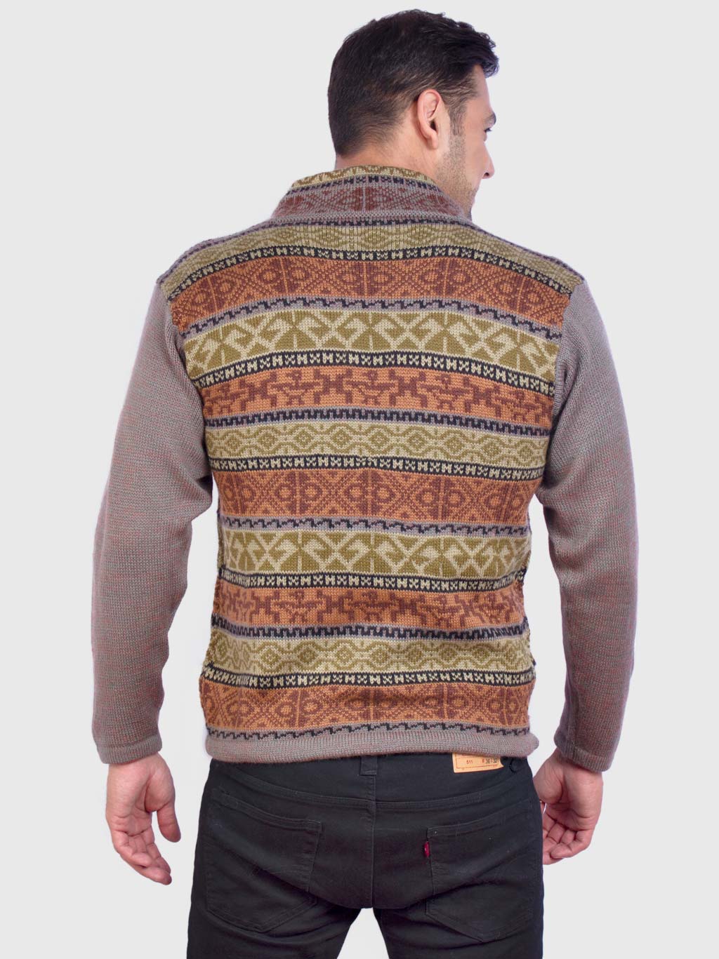 Soft Brown Melange Alpaca Sweater for men “Takiri”