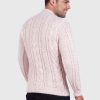 Hand knit Warm Beige Melange Aran Alpaca Sweater for Men