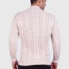 Hand knit Warm Beige Melange Aran Alpaca Sweater for Men