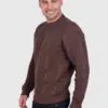 Men’s Hand Knit Long Sleeve Crewneck Brown Alpaca Sweater