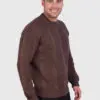 Men’s Hand Knit Long Sleeve Crewneck Brown Alpaca Sweater