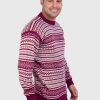 Soft Burgundy Crewneck Alpaca Sweater for Men
