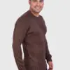Men’s Hand Knit Long Sleeve V-Neck Brown Alpaca Sweater