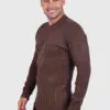 Men’s Hand Knit Long Sleeve V-Neck Brown Alpaca Sweater