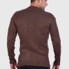 Men’s Hand Knit Long Sleeve V-Neck Brown Alpaca Sweater