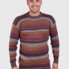 Soft Brown Crewneck Alpaca Sweater for Men