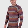 Soft Brown Crewneck Alpaca Sweater for Men