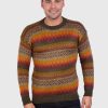Crewneck Dark Green Alpaca Sweater for Men