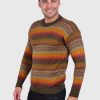 Crewneck Dark Green Alpaca Sweater for Men
