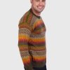 Crewneck Dark Green Alpaca Sweater for Men