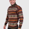 Turtleneck Half Zip Dark Green Alpaca Sweater for Men