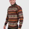 Turtleneck Half Zip Dark Green Alpaca Sweater for Men