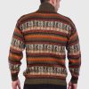 Turtleneck Half Zip Dark Green Alpaca Sweater for Men