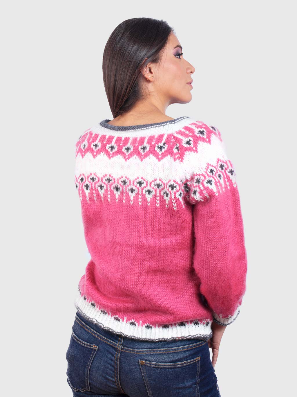 Isle French Rose Hand Made Alpaca Sweater for Women