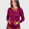 Turtleneck Burgundy Alpaca Sweater for Women