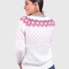 Isle White and Pink Hand Made Alpaca Sweater for Women