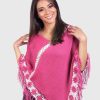 Pink and White Soft Alpaca Poncho for women