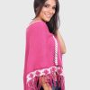 Pink and White Soft Alpaca Poncho for women