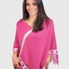 Pink and White Soft Alpaca Poncho for women