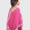 Pink and White Soft Alpaca Poncho for women