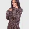Women’s Long Sleeve Soft turtleneck Brown Melange Alpaca Pullover Sweater