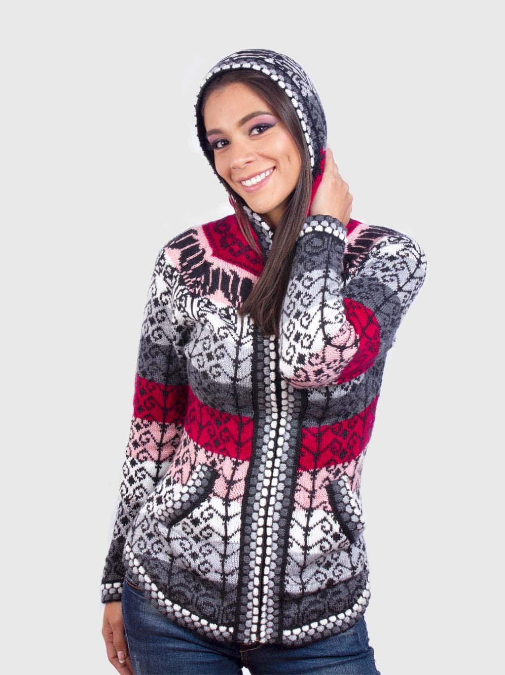 Women’s Hoddie Pink Soft Alpaca Sweater