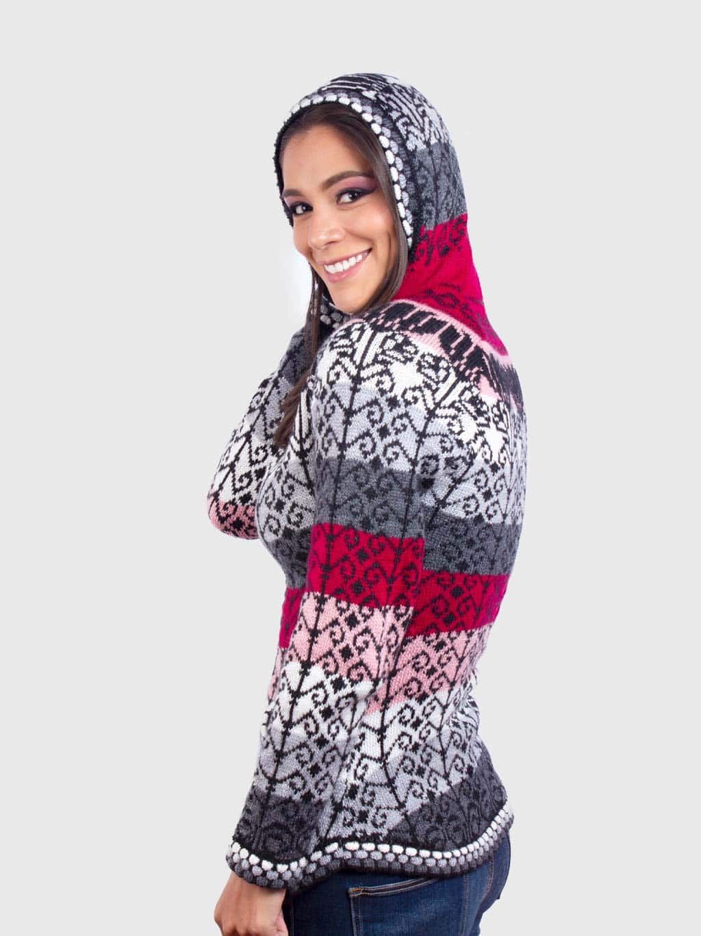 Women’s Hoddie Pink Soft Alpaca Sweater