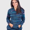 Women’s Blue Melange Kangaroo Pocket Hooded Alpaca Sweater “Elf”
