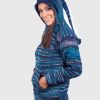 Women’s Blue Melange Kangaroo Pocket Hooded Alpaca Sweater “Elf”