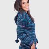 Women’s Blue Melange Kangaroo Pocket Hooded Alpaca Sweater “Elf”