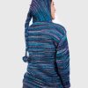 Women’s Blue Melange Kangaroo Pocket Hooded Alpaca Sweater “Elf”