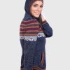 Women’s Hooded Blue Melange Alpaca Sweater