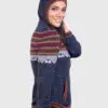 Women’s Hooded Blue Melange Alpaca Sweater