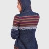 Women’s Hooded Blue Melange Alpaca Sweater