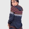 Women’s Hooded Blue Melange Alpaca Sweater