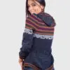 Women’s Hooded Blue Melange Alpaca Sweater