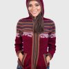 Women’s Hooded Red Melange Alpaca Sweater