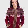 Women’s Hooded Red Melange Alpaca Sweater