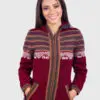 Women’s Hooded Red Melange Alpaca Sweater